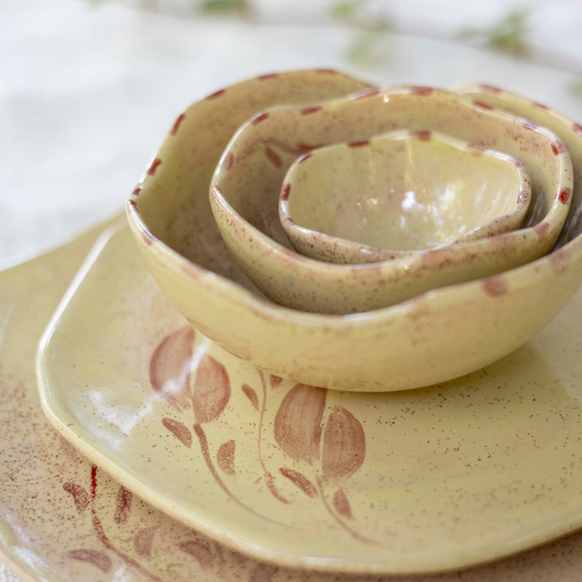 Jogo de mesa FLOR - esmaltação rosê